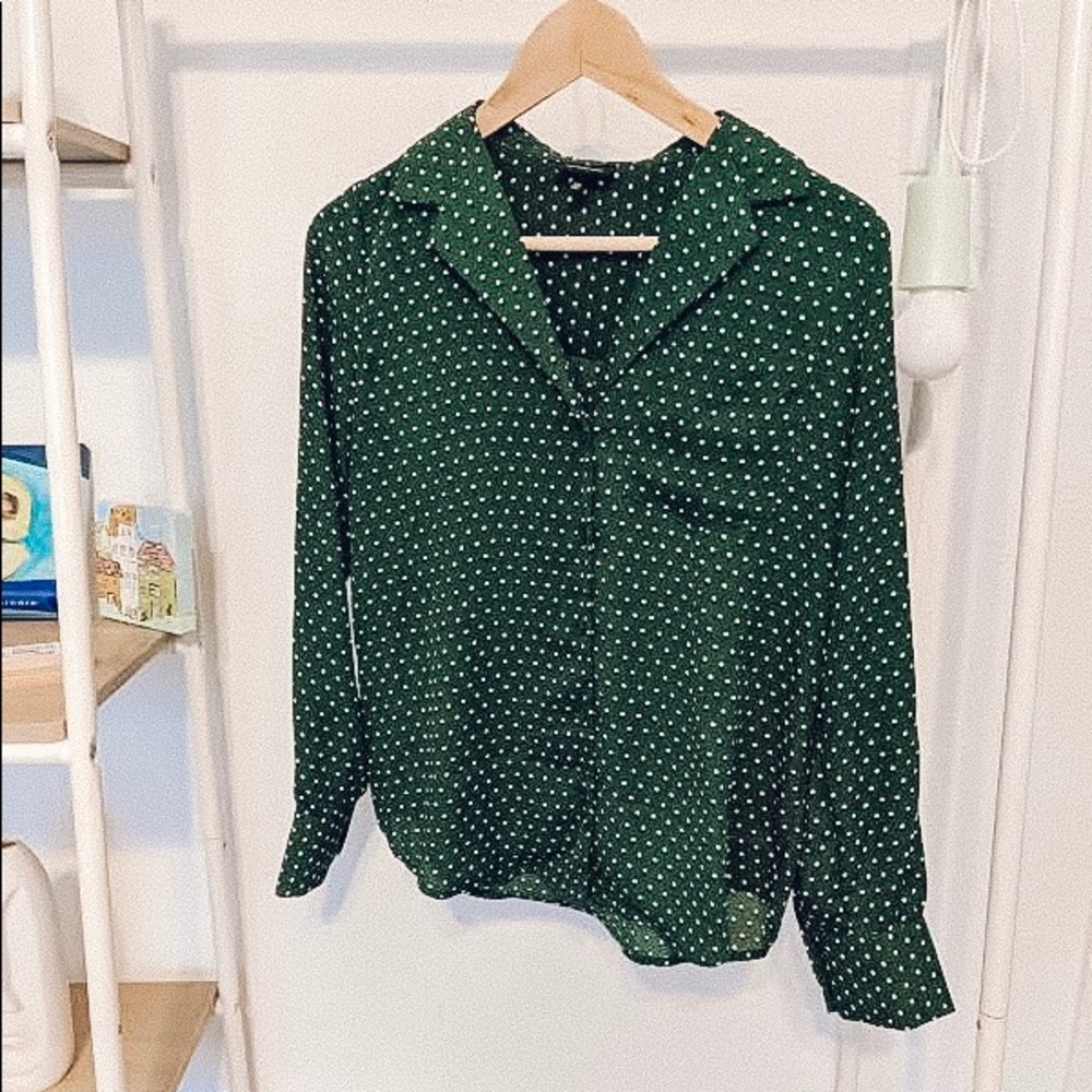 Emerald green dot blouse